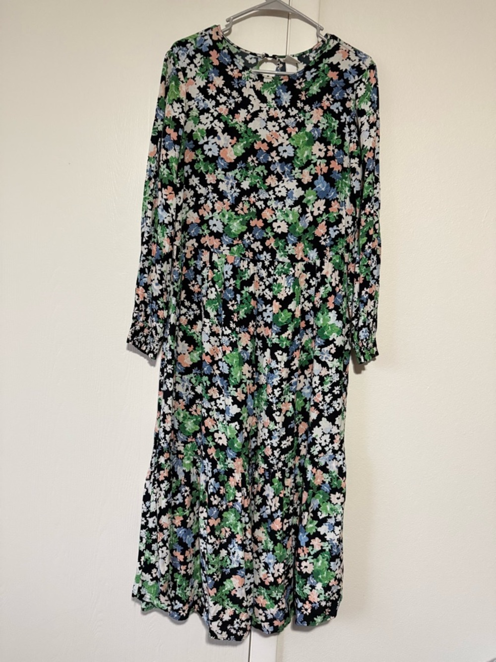 H&M Green Floral Midi long sleeve Dress